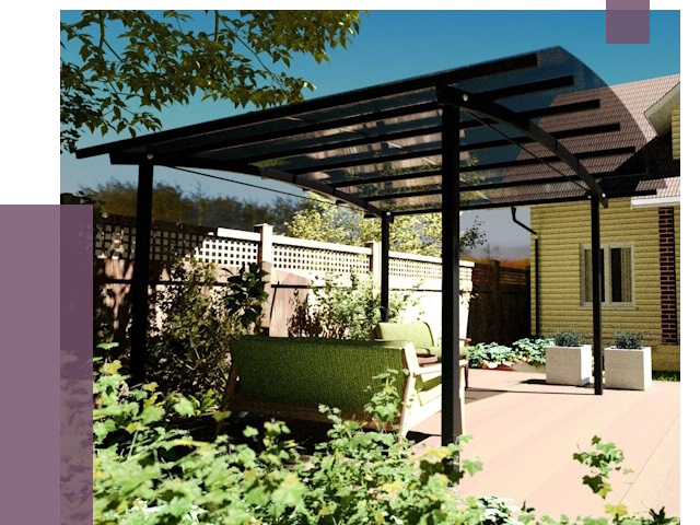 Навесы для террасы в Муравленке от 13650 руб. под ключ | ПРОЛЁТ-Мрв