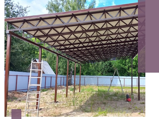 Односкатные навесы под ключ в Муравленке — изготовление и монтаж