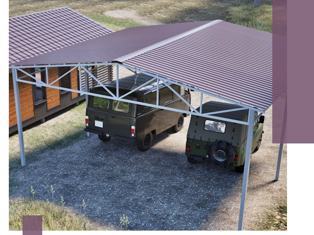 Двускатные навесы под ключ в Муравленке — изготовление и монтаж